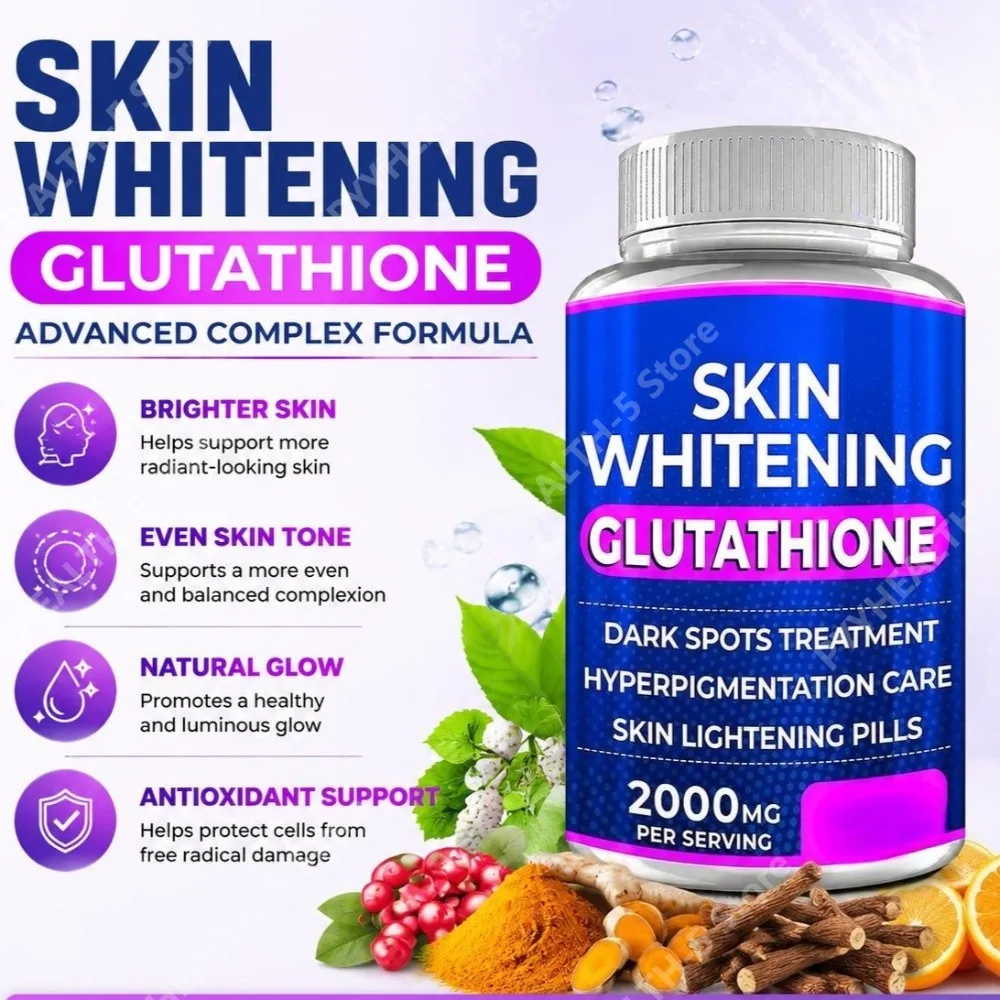 

Glutathione Skin Whitening Capsules with Vitamin C 40 Mg and Vitamin B3 Niacinamide 20 Mg, 2000 Mg Blend, Vegan, 60 Capsules
