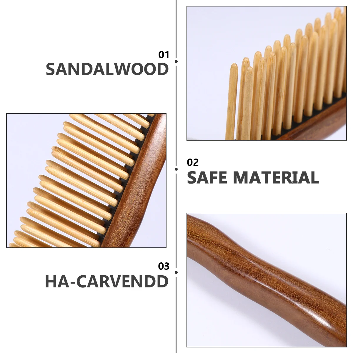 

1pc Double Row Teeth Wooden Natural Wood Wide Tooth Massage For Scalp Sandalwood Massage Comb Golden Sandalwood Wood Comb