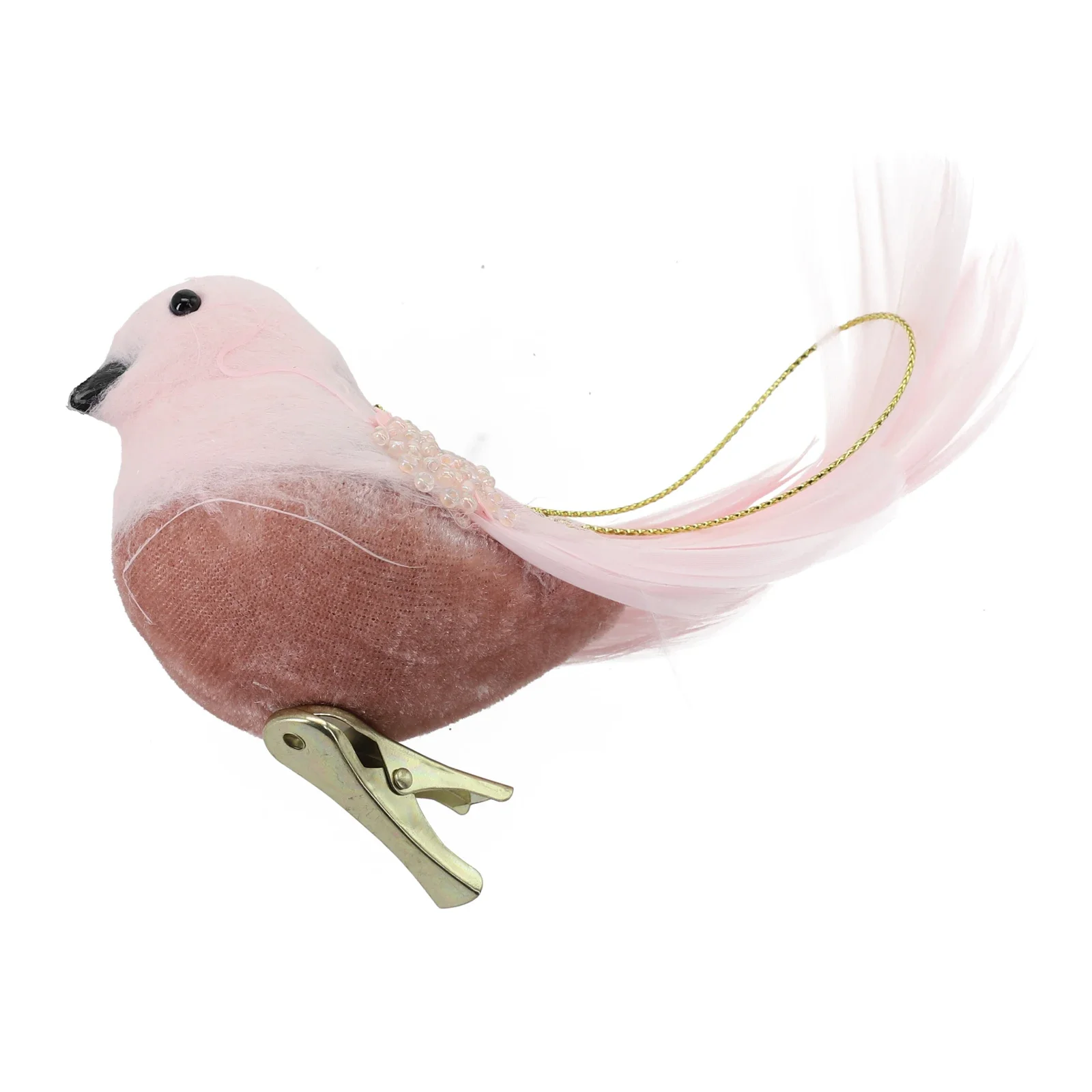 

Delicate Pink Simulated Foam Feather Bird Christmas Decoration Handcrafted Ornament for Home Garden or Tree