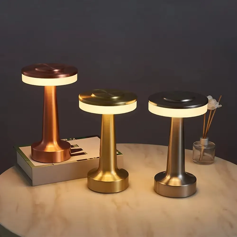 1Pc LED Table Light Retro Bar Coffee 3 Color Table Lamp Touch Sensor Rechargeable Dining Night Light Bar Desktop Decorative Lamp