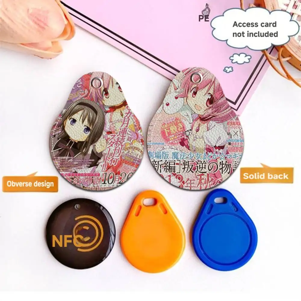 Puella Magi Madoka Magica سلاسل المفاتيح المستديرة للنساء بولي Leather الجلود الفراغات حلقات المفاتيح مثالية لهدايا العيد ومفضلات الحفلات #4