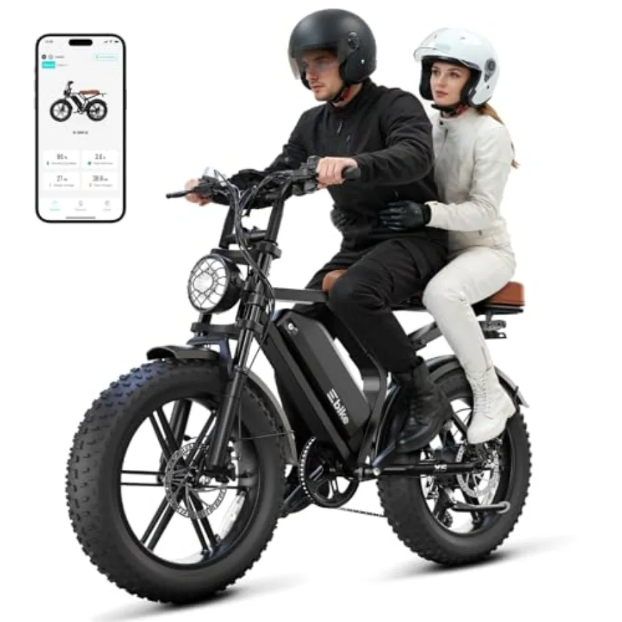 

Electric Bike for Adults with 1500W Motor Retro Design 32MPH Speed 65/120 Miles Range 48V 15Ah Removable Battery 20x4 Fat Tires