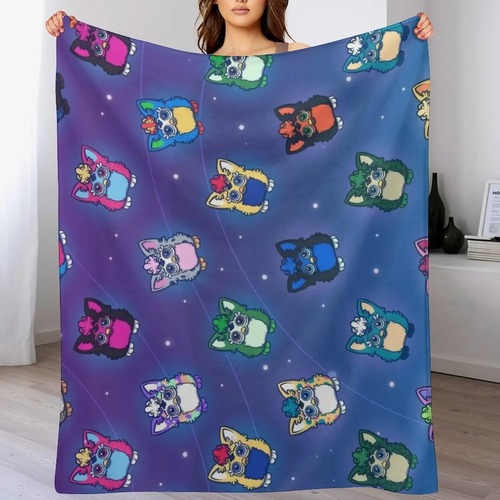 

Furby Squad Throw Blanket Shaggy Furry Soft Blanket for Bedroom Living Room