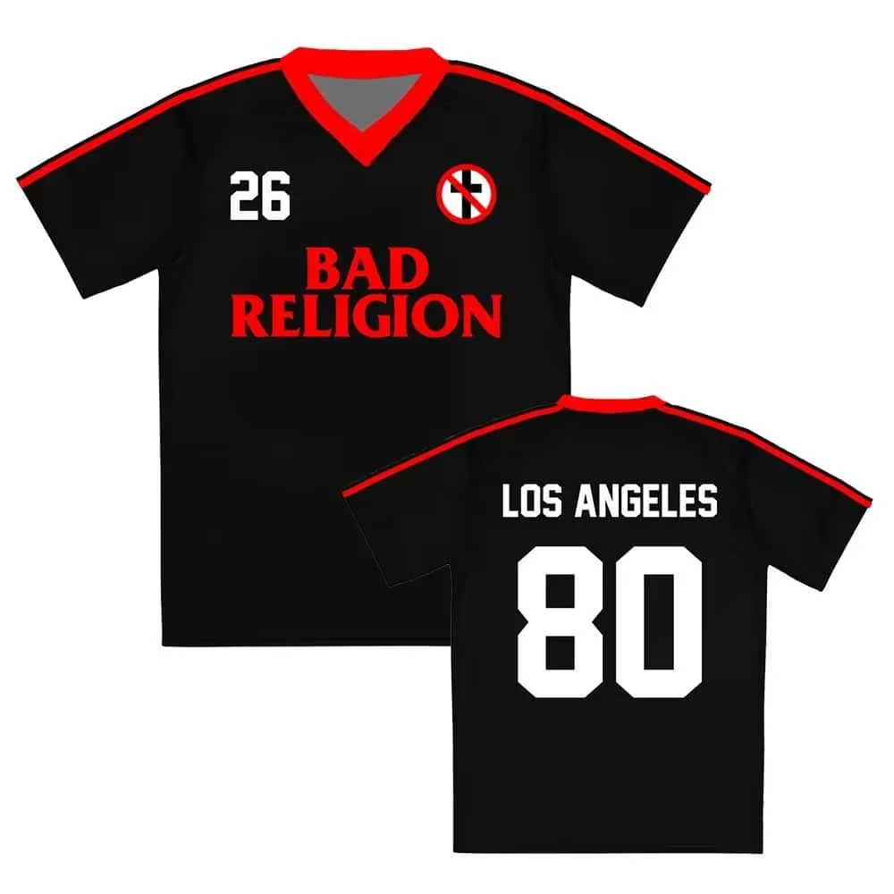 Band Bad Religion Merchandise Los Angeles 80 Football Kurzarm 2026 Sommer Herren Damen Atmungsaktives Schnelltrocknendes Streetwear T-Shirt – Detail 6