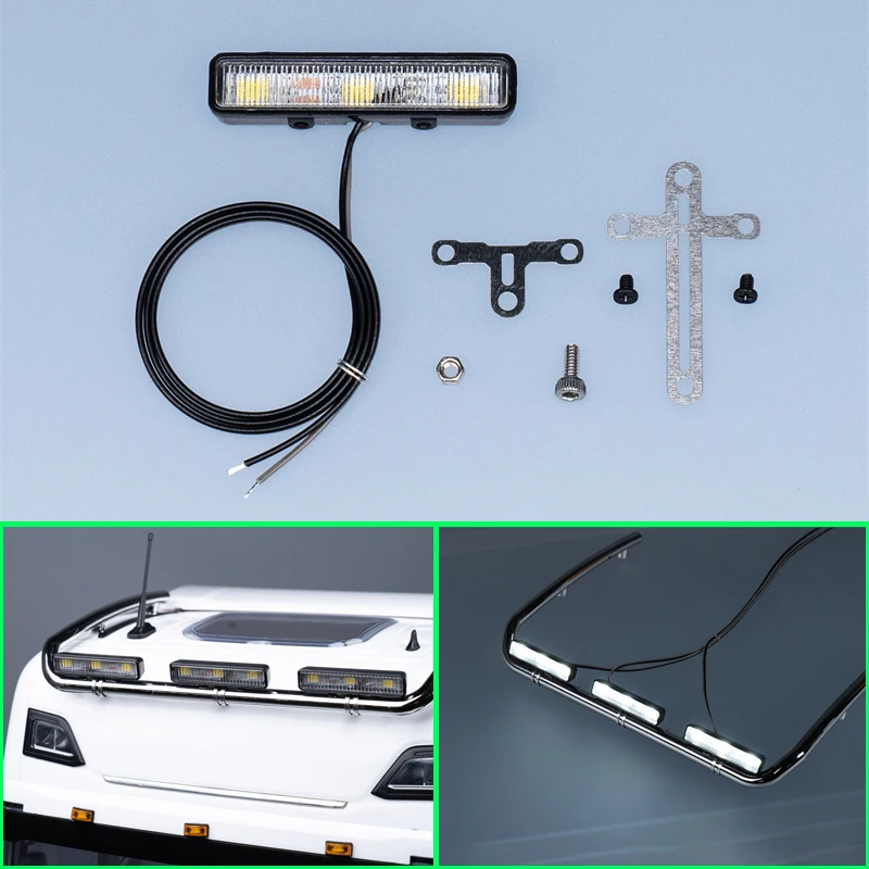 Simulation Rectangular Spotlight Roof LED Lights for 1/14 Tamiya RC Truck Car Scania VOLVO BENZ Diy Parts Toys