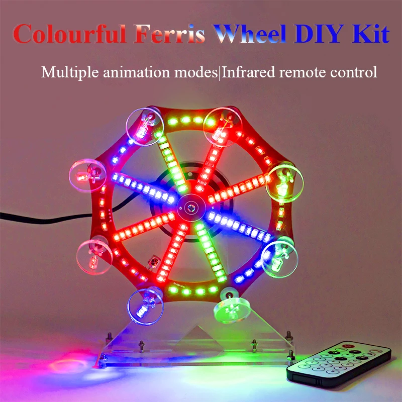 7 色電動観覧車モデルキット電子 DIY 楽しい LED ライトマイクロコントローラーはんだ付け練習回路基板