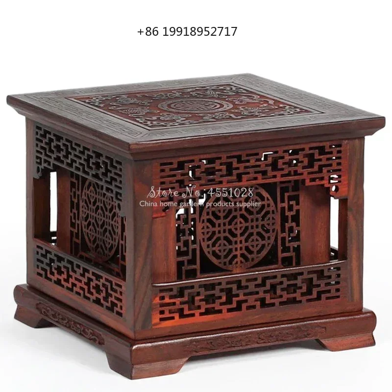 Red Rosewood Incense Burner Double-Layer Sandalwood Box Wood Carving Crafts Solid Four-Corner Ornament Home Decor JJ161