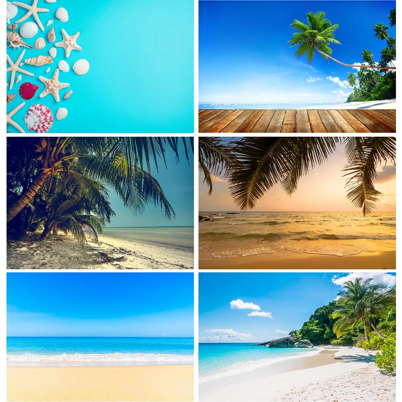 ZHISUXI Summer Tropical Palms Tree Sea Beach Photo Background Scenic Photography Backdrop Photocall Photo Studio 21414XHF-01