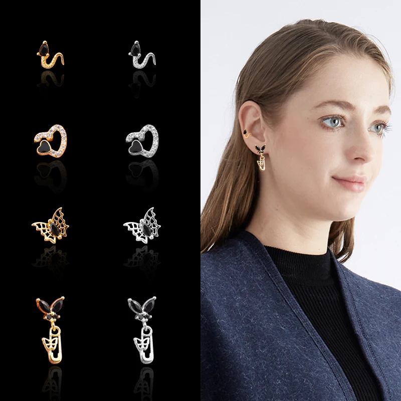 Pendientes de tuerca de moda para mujer, accesorios de joyería de acero inoxidable, Piercings para orejas, mariposa, decoración gótica Bohemia, 2023