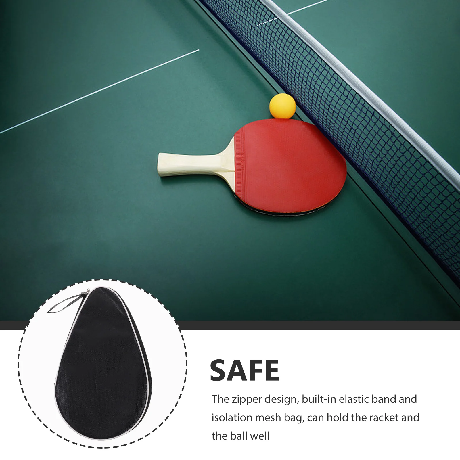 حقيبة بونج سوداء نصف دائرية 180 ° فتح حقيبة مضرب قماش أكسفورد منظم محمول مدمج #5