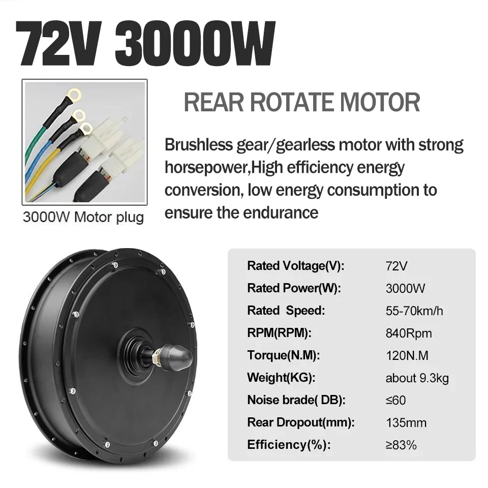 

72V 3000W E Bike Conversion Kit MTX39 with Tri-mode 80A Controller S966 Display NFC for Electric Bike S-100/H-100 Panel