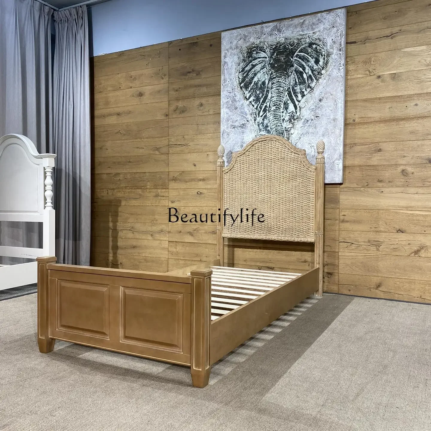 

ld14 American Single Solid Wood Bed, Exquisite Classic Design, Well-Crafted