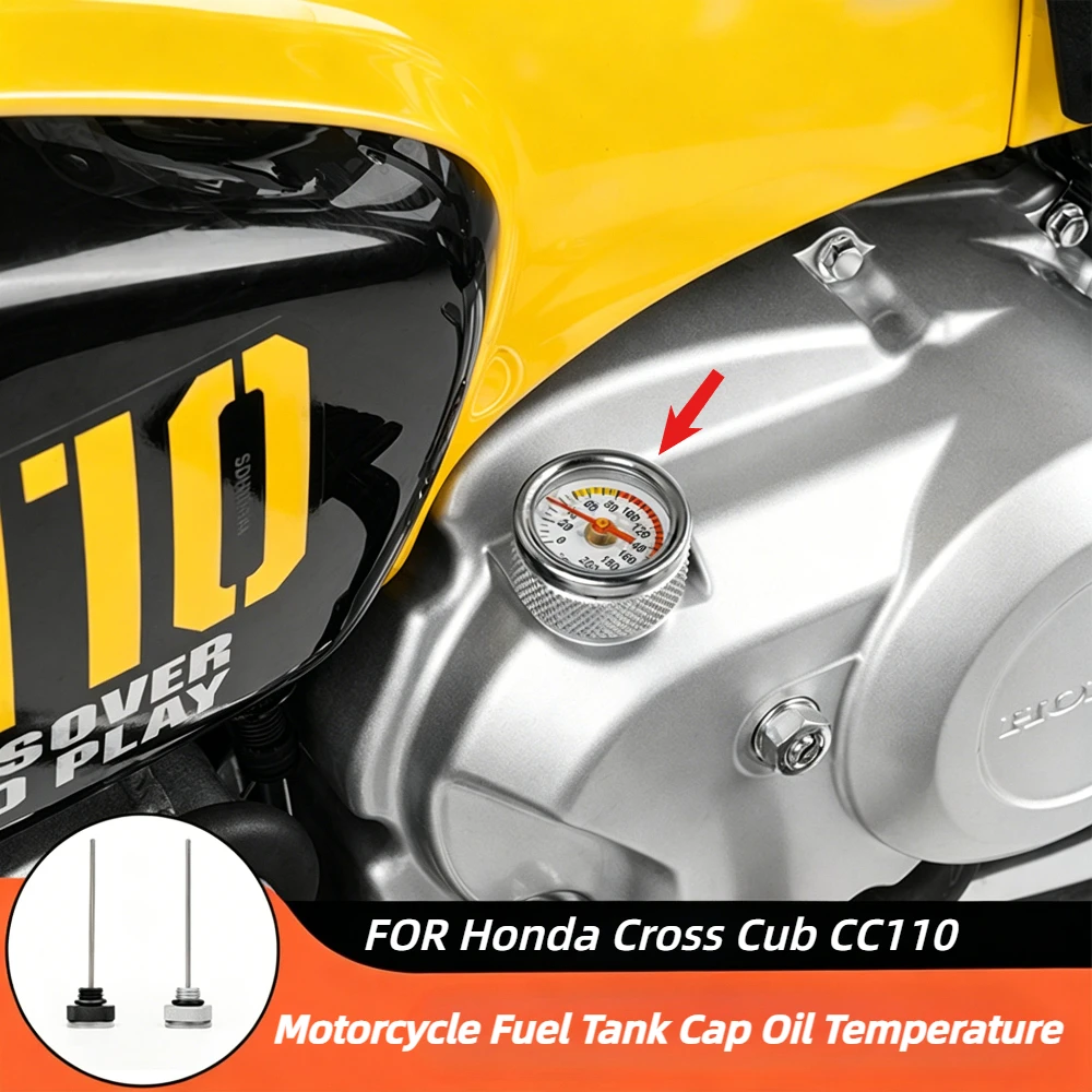 

Motorcycle Fuel Tank Cap Oil Temperature Gauge Pointer Thermometer Cap FOR Honda Cross Cub CC110 CC 110