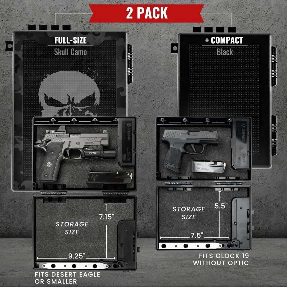 STOPBOX Gun Safe Alternative - Tactical Handgun Storage, Instant Access Portable Gun Case, TSA Compliant Gun Lock Box for Quick