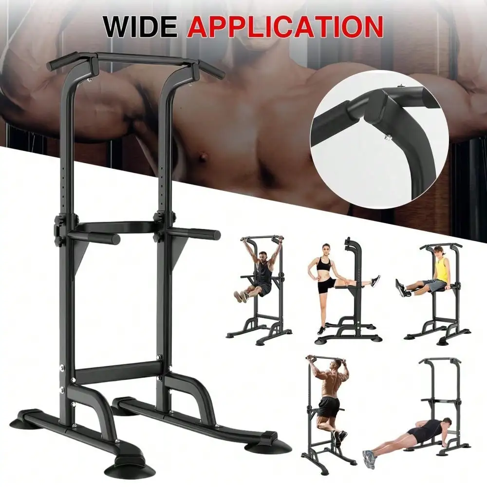 Gaderth Power Tower Dip Station With Adjustable Pull Up Bar, Free Standing Heavy Duty Strength Training Equipment For Home Gym, Multi-Function Chin Up Workout Station, 300 Lbs Capacity image 6