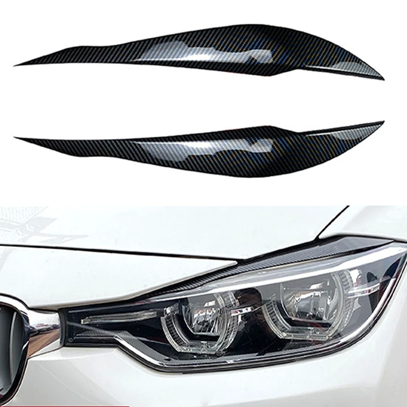 2pcs Gloss Black Eyebrows For BMW 3 Series F30 Sedan F31 Wagon 2011-2018 Car Headlight Eyelids Lids ABS Plastic Accessories