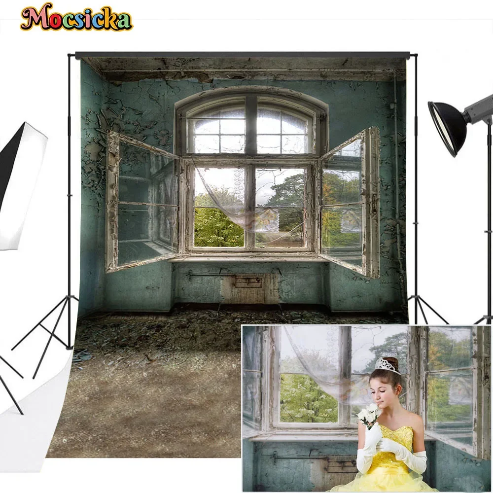 Studio Retro Window Bright Decor Interior Photography Backdrop Dilapidated House Background Prop Newborn Girl Portrait Art Photo