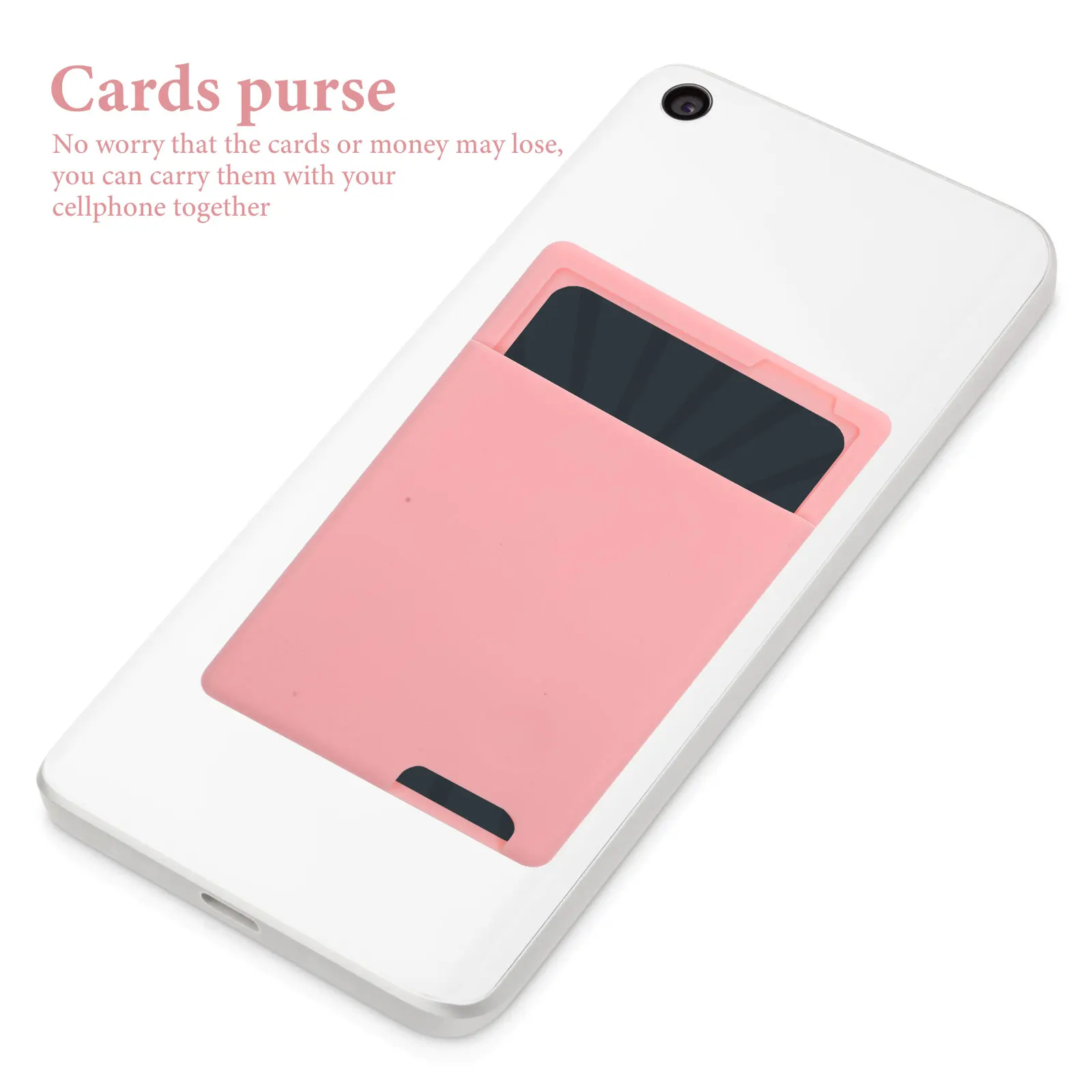 

2 Pcs Phone Card Holder Paste Type Cover Wallet for Sticky Case Pink Adhesive