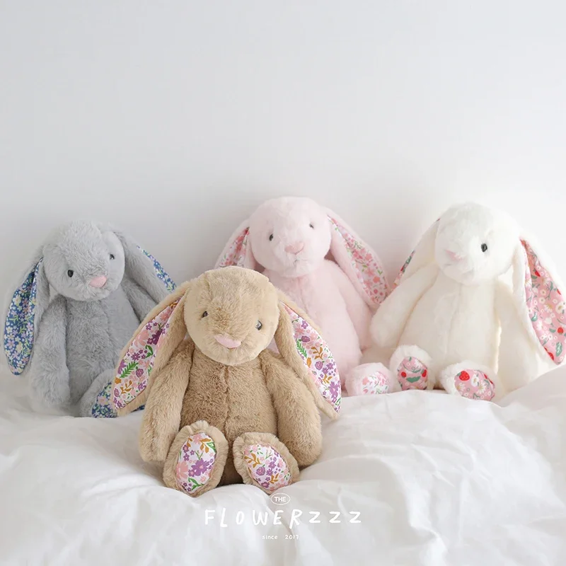 Jellycat Bonnie conejo con orejas florales juguetes de peluche conejo muñecos de peluche Kawaii decoración de la habitación juguete suave cojín para sofá regalos de cumpleaños para niños