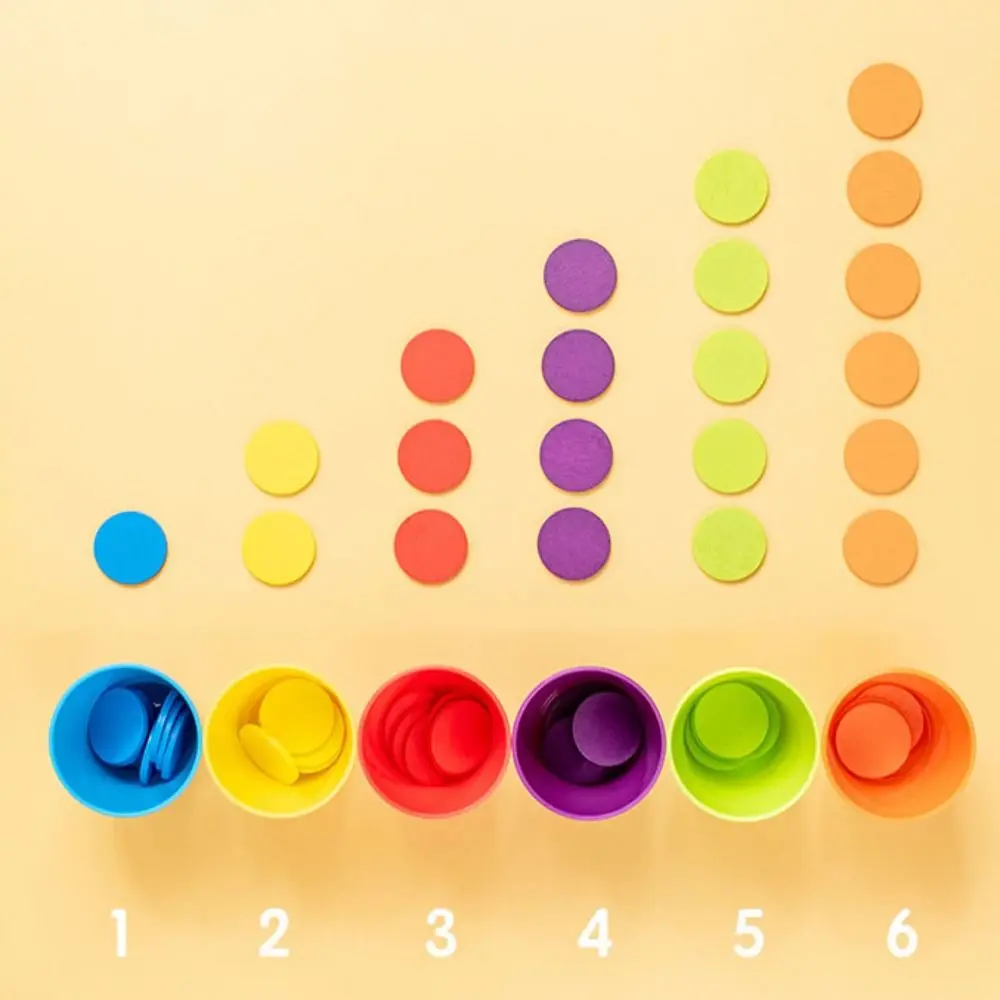 Juego de tazas apiladas de colores a juego, clasificación Montessori, juguete para lanzar monedas de madera, educación temprana, pensamiento lógico