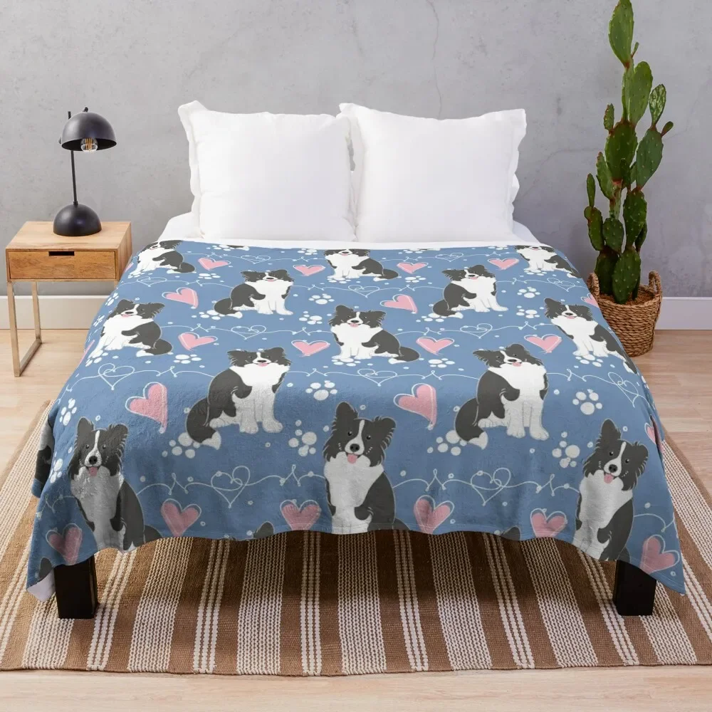 

LOVE Border Collie - Black and White 3 Throw Blanket Flannel Fabric Travel christmas decoration Blankets