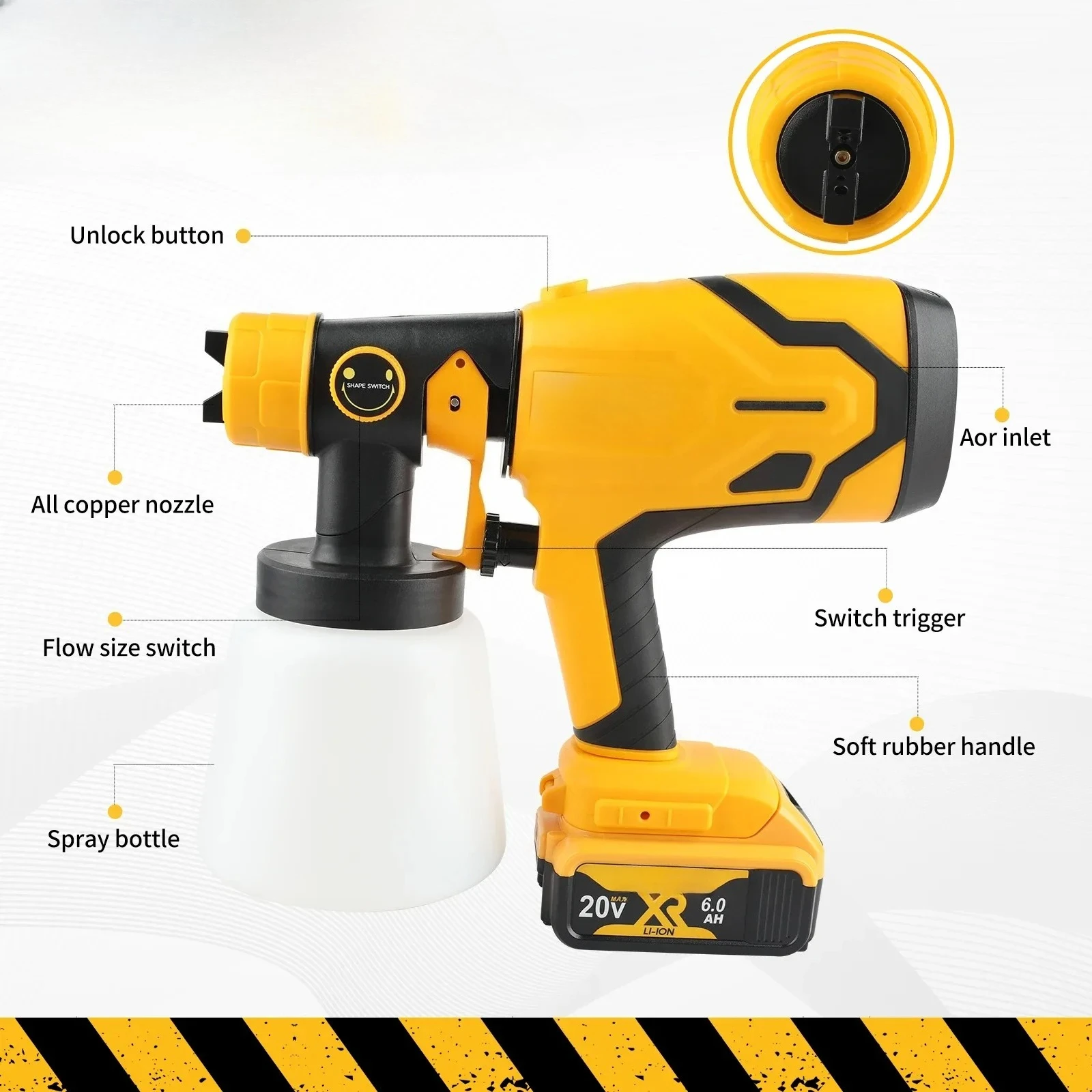 Fit DEWALT 800ML Cordless Electric Spray Gun High Power Spray Paint Machine, Automotive Furniture Steel Coating Spray Gun