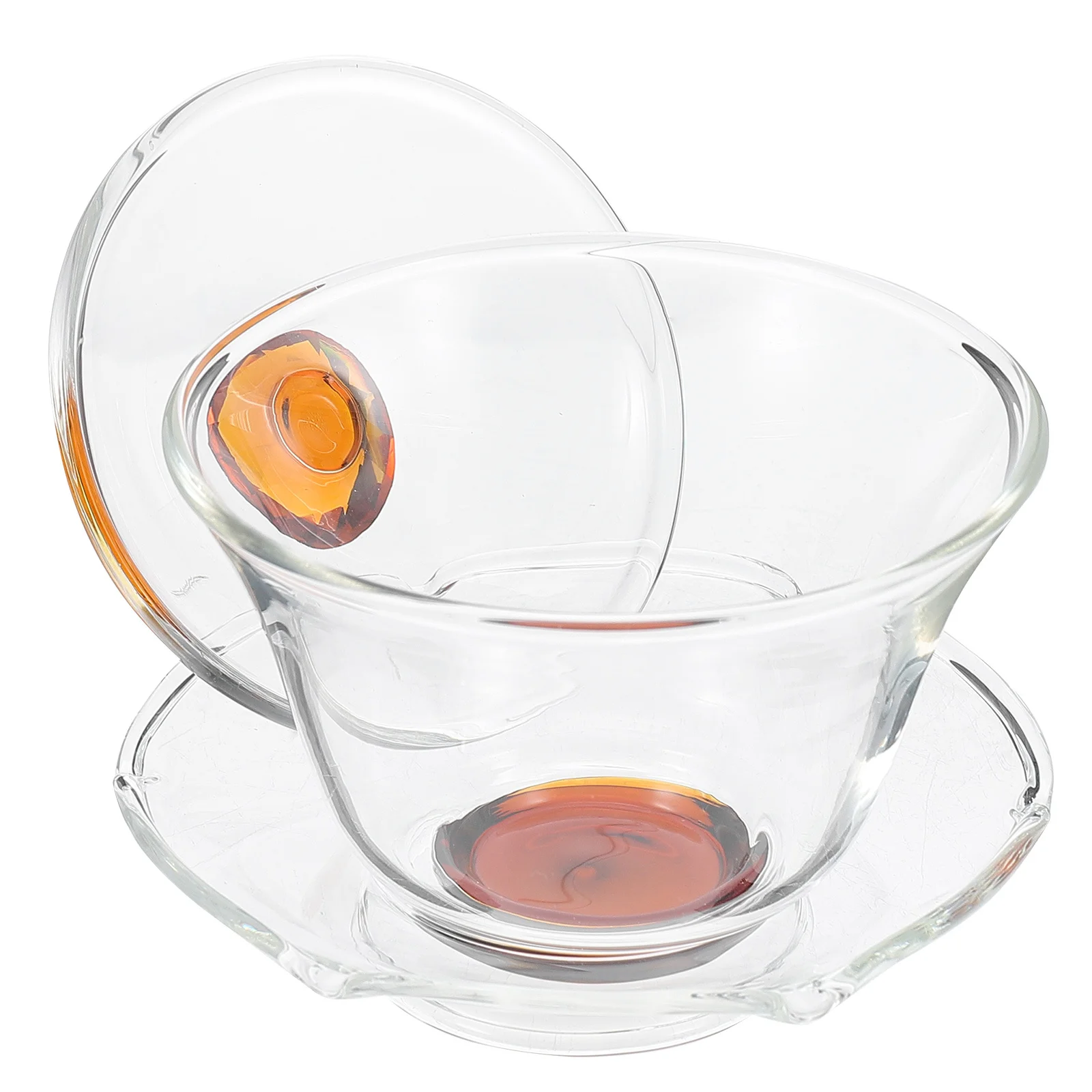 

1Set Transparent Tureen Teacup Glass Tea Cup Chinese Style Heat Resistant Office Tearoom Gift Glass Tea Cup