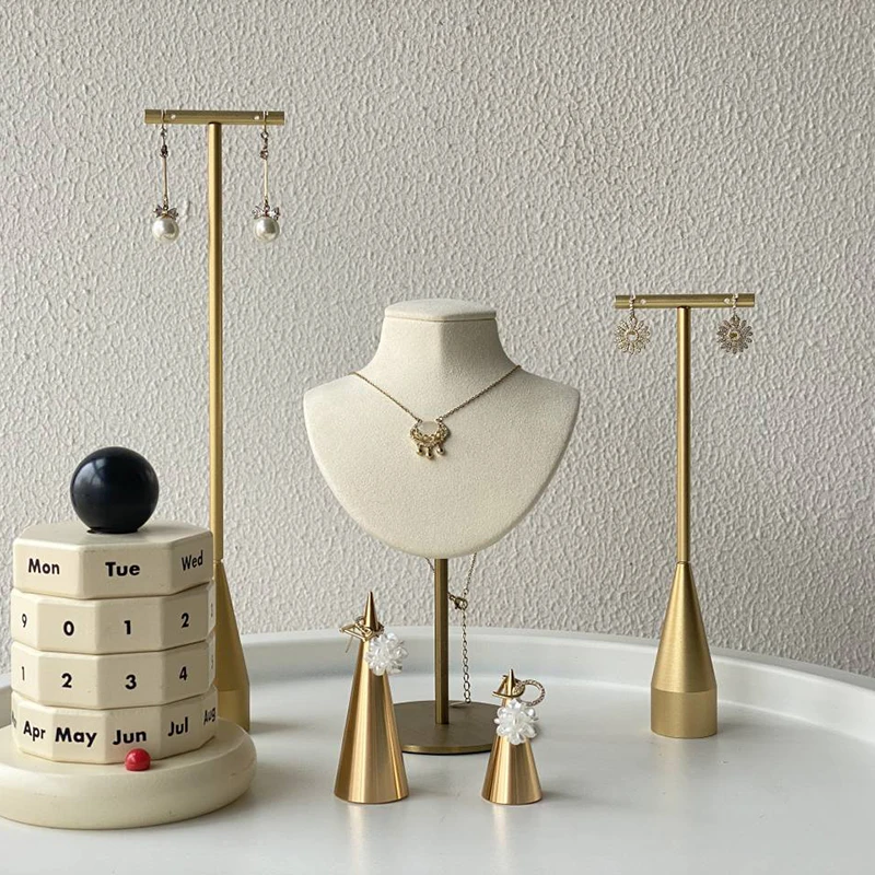 Metal Jewelry Display Rack Earrings Display Necklace  Ring Holder Display Rack T Bar Shelf Display Stand