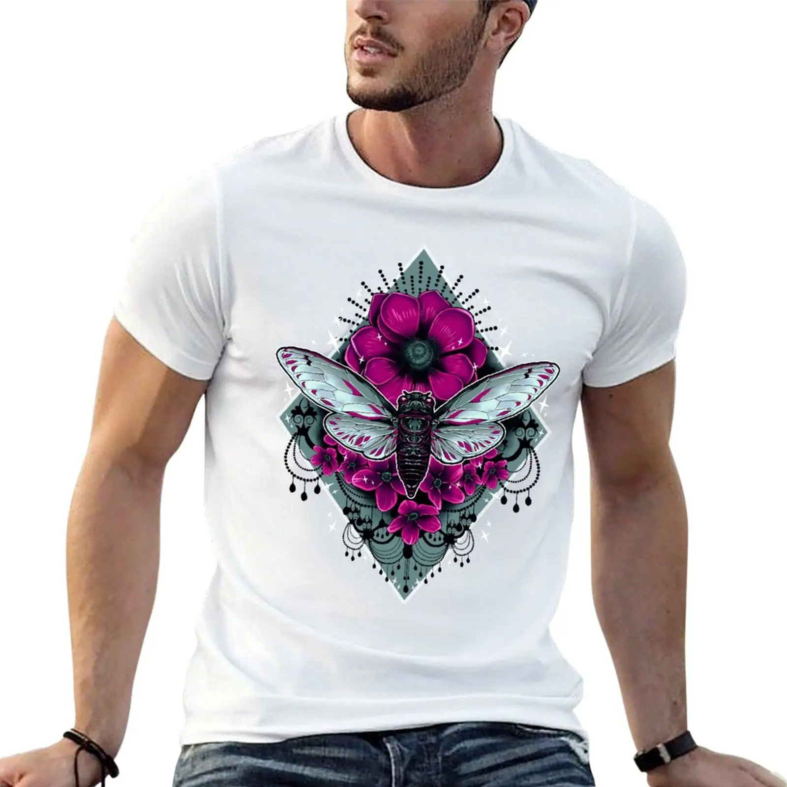 Cicada T-Shirt Casual Light Summer Short Sleeve Top