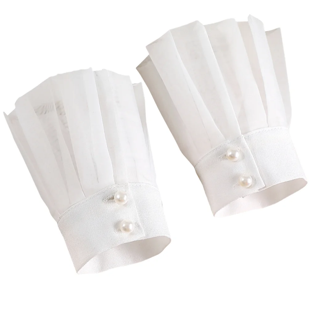 1 زوج وهمية كم الشيفون الأصفاد المعصم لحفل الزفاف حفلة موسيقية تأثيري حلي اكسسوارات انفصال فستان الأكمام النساء المعصم