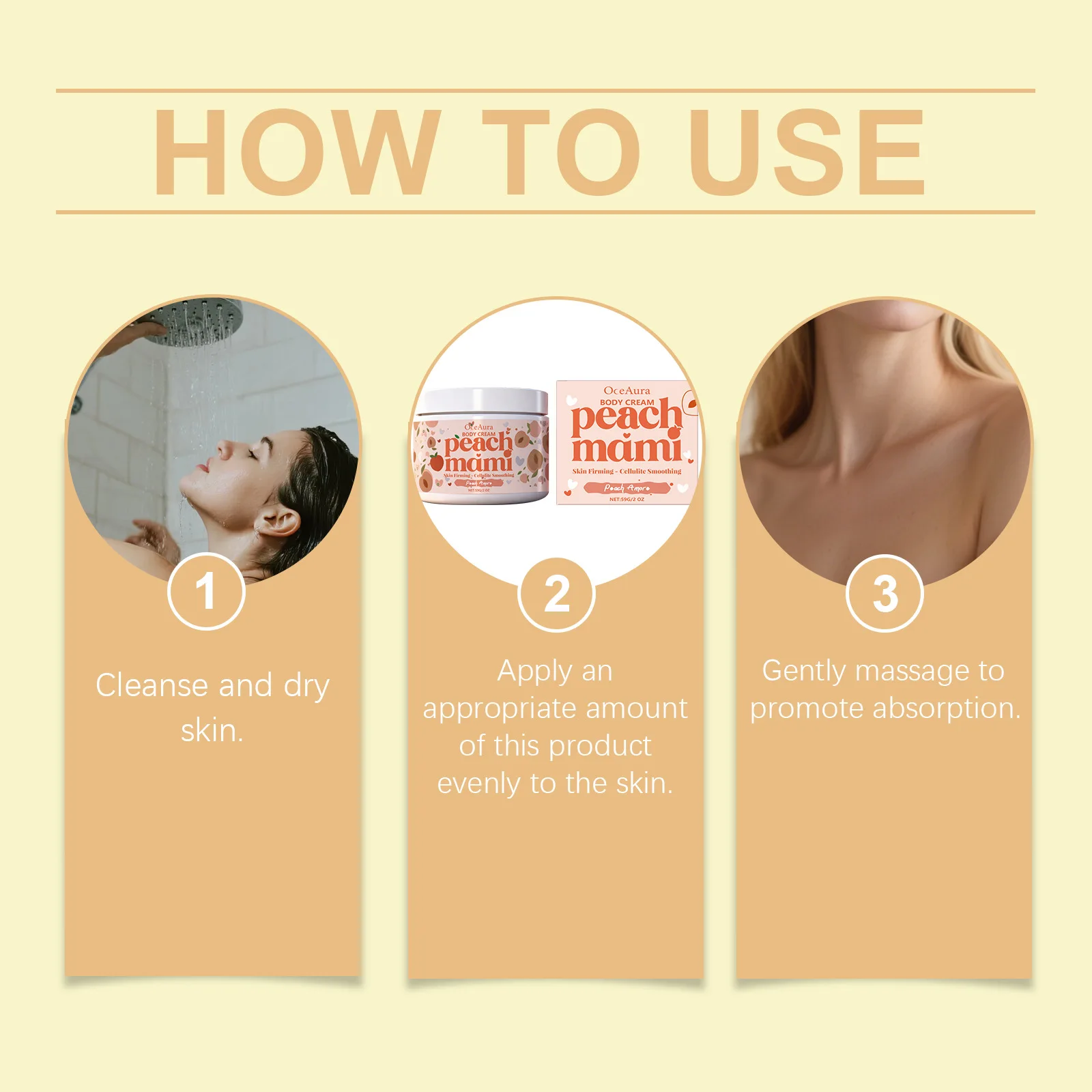 Oceaura Peach Body Moisturizing Cream Keeps Brightening Improves Sagging Nourish Dryness Day Night Family Hand Skincare Creams