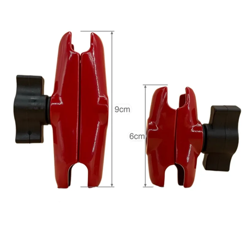 Aluminum Alloy Red Double Socket Arm 6CM 9CMCompatible with Mounts B Size 1'' Ball Mounting Base & Bike Motorcycle Phone Holder