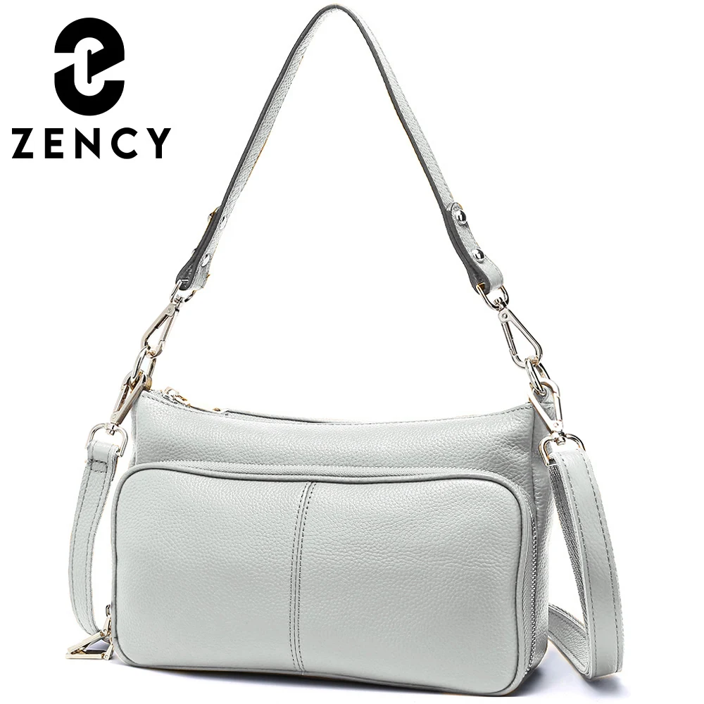 Zency Elegant Women Handbag 100% Genuine Leather Ladies Shoulder Bag Crossbody Messenger Purse Fashion Hobos Black High Quality