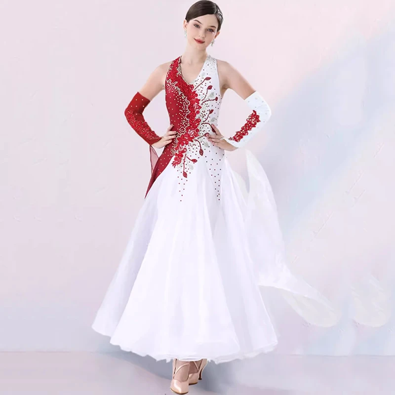 Customized High-end Ballroom Dance Competition Dresses Women Standard Modern Dance Dress Big Swing  Party Performance Clothes