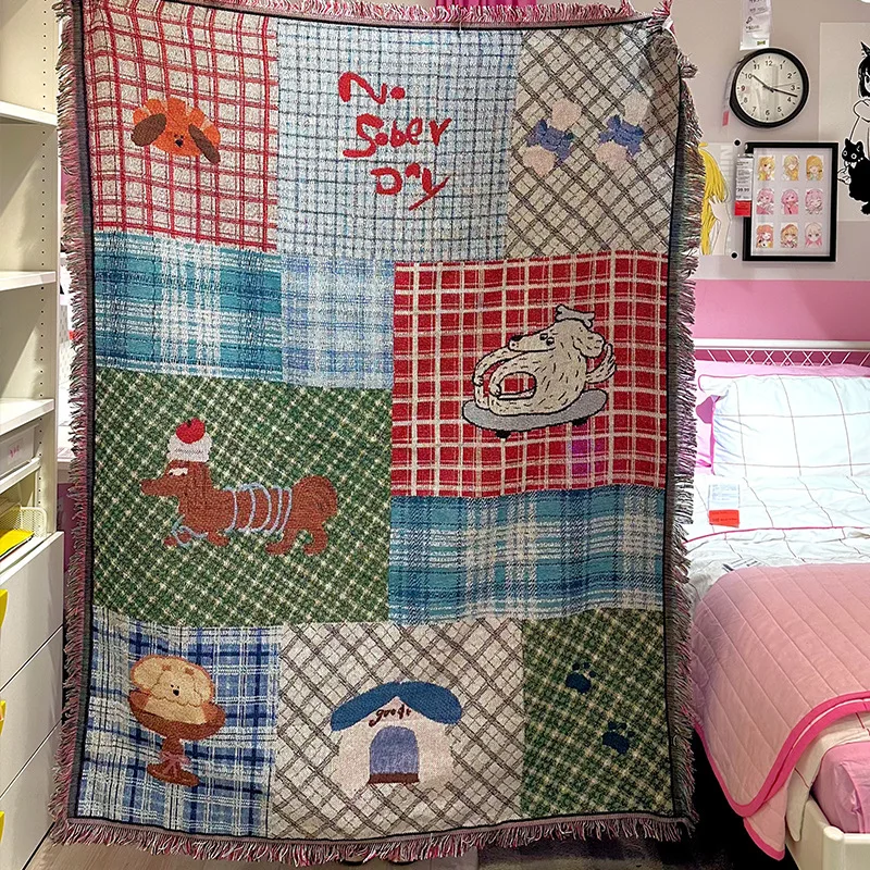 Cartoon Pattern Sofa Towel Art Tapestry SofaBlanket Knitted Blanket Carpet Decorative Full Blanket
