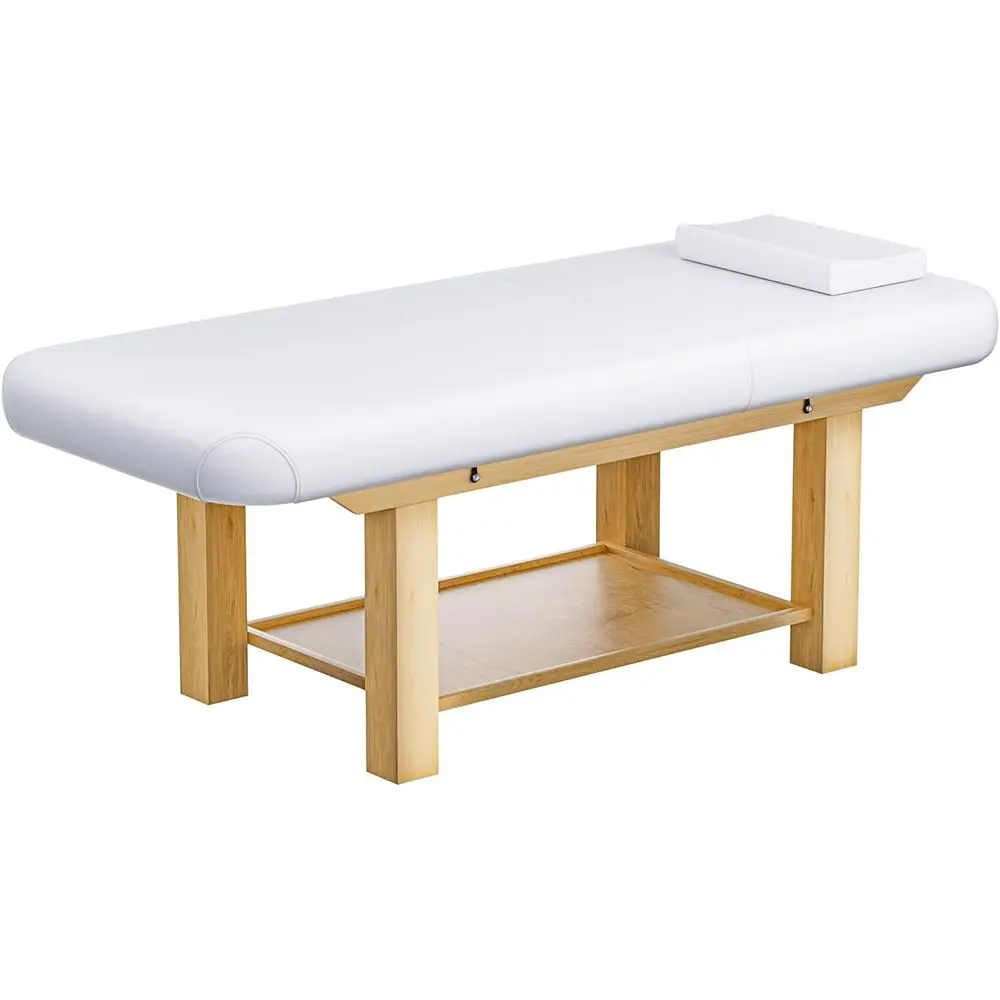 

Memory Foam Massage Table with Adjustable Height for Tattoo, Facials, and Spa Treatments (Wood/White, 75''L x 28''W x 25''H)