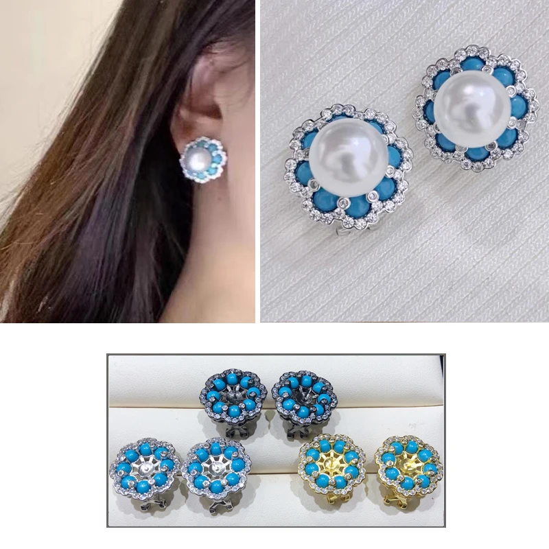 

Серьги-гвоздики MeiBaPJ из серебра 925 пробы с натуральным круглым жемчугом 9-10 мм