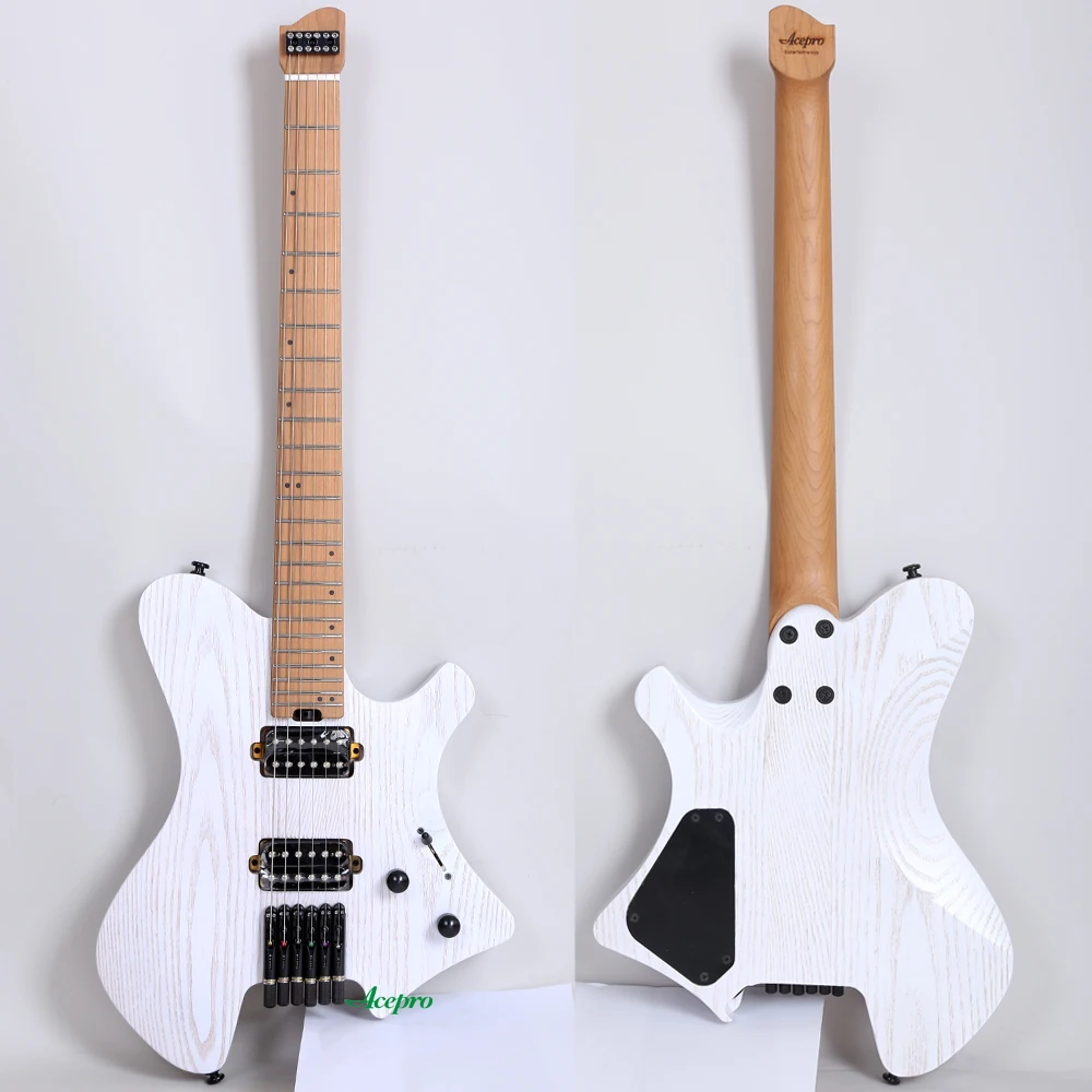 

Acepro 6 String Headless Electric Guitar , Ash Body ,Roasted Maple Fingerboar, Jumbo Stainless Steel Frets, Guitarra