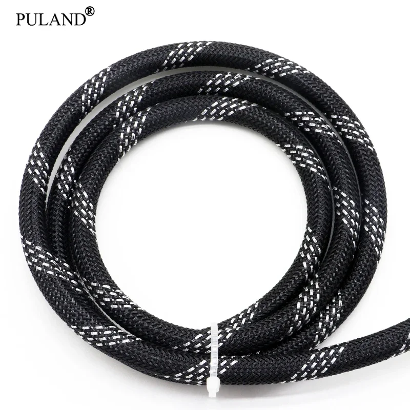 1~50m Black Silver PET Braid Sleeve 2/4/6/8/10/12/14/16/20/25mm High Density Snake Skin Cable Wrap Sheath For Electric Cables