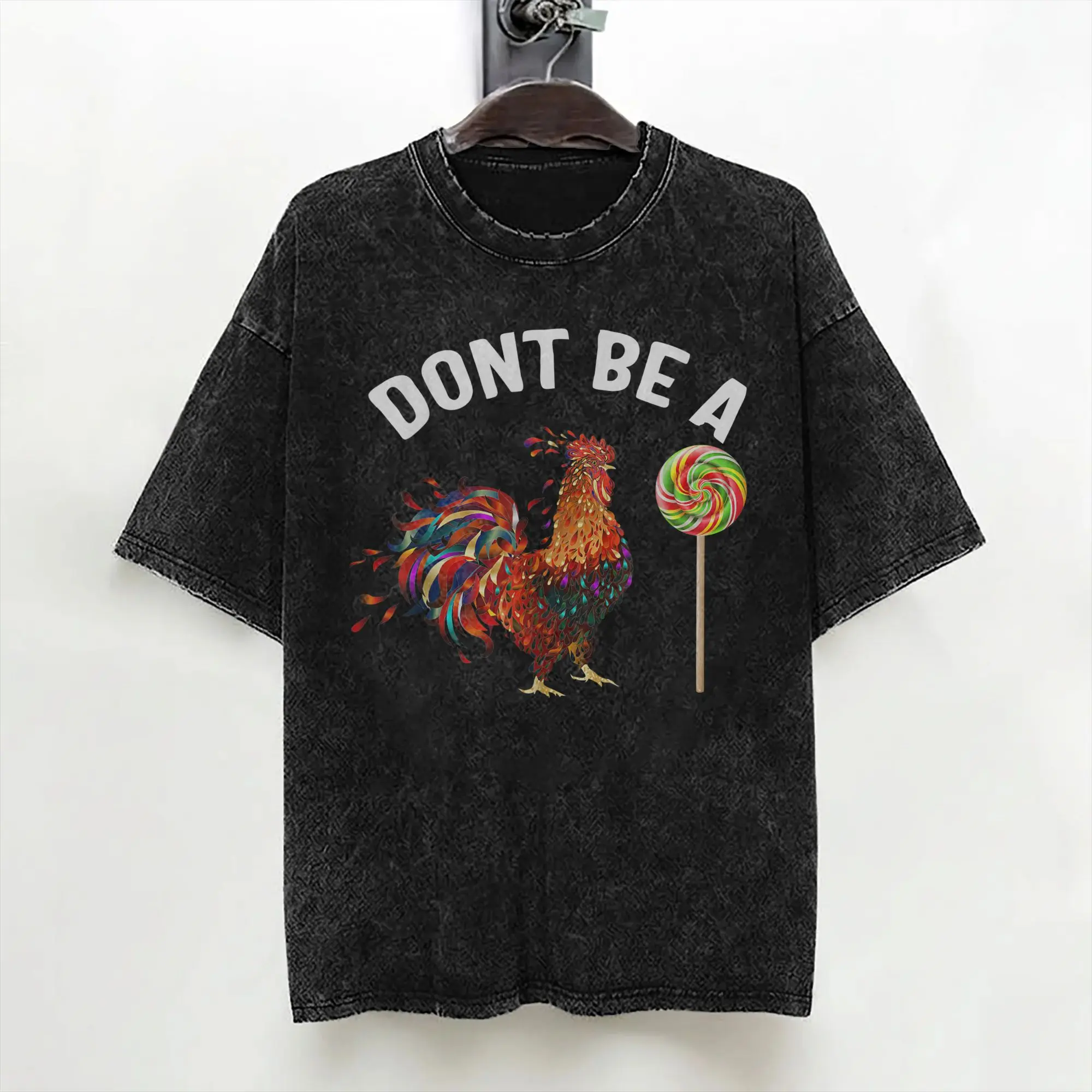 Don't Be A Sucker Funny Chicken Meme T Shirts Washed Cotton Oversize T-Shirts for Men Women Streetwear Printed Tops Tees