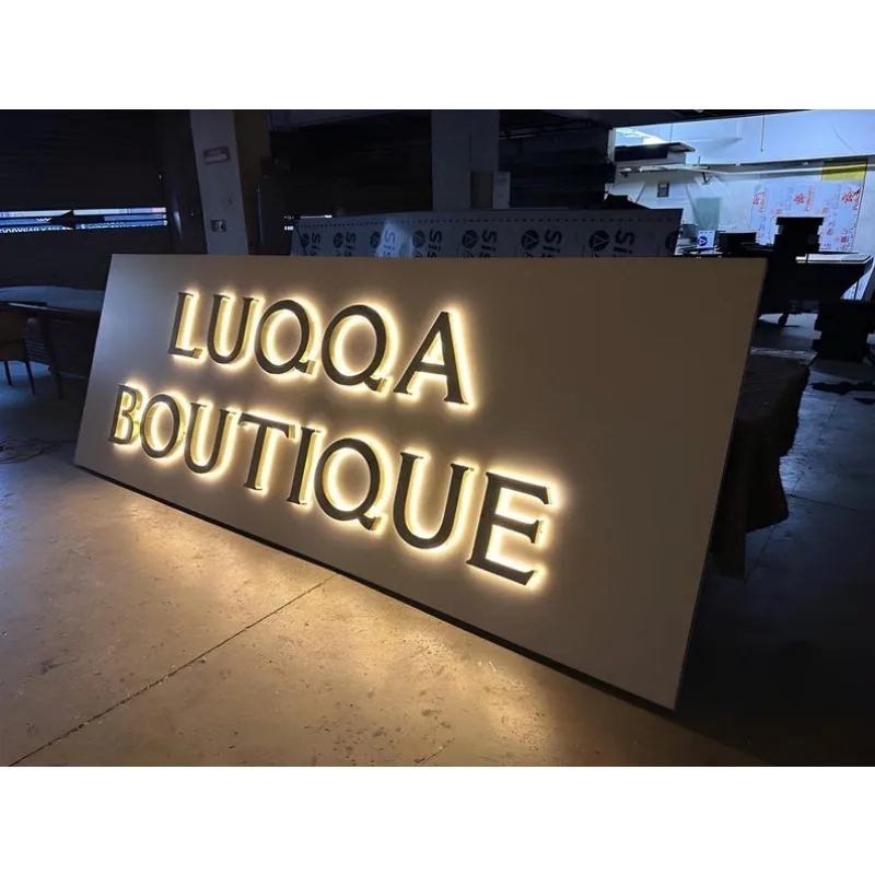 Business Sign 3D Halo Lit Letters Business Logo Sign Metal Backlit Sign Custom Led Signs Signboard Illuminated Sign