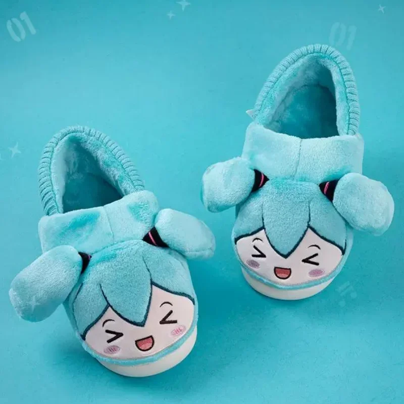 Sweet Hatsune Miku Cute Creative Anime Pictures Simple Lightweight Non-Slip Wear Resistant Comfortable Warm Cotton Slippers