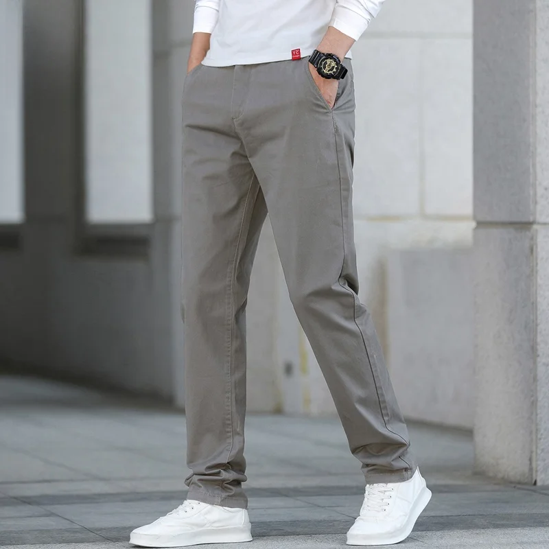 

Light ey Casual Pants Men's Spring Loose Straight Leg Trendy Long Trousers Youth Vitali Sle Anti-Wrinkle Cotton
