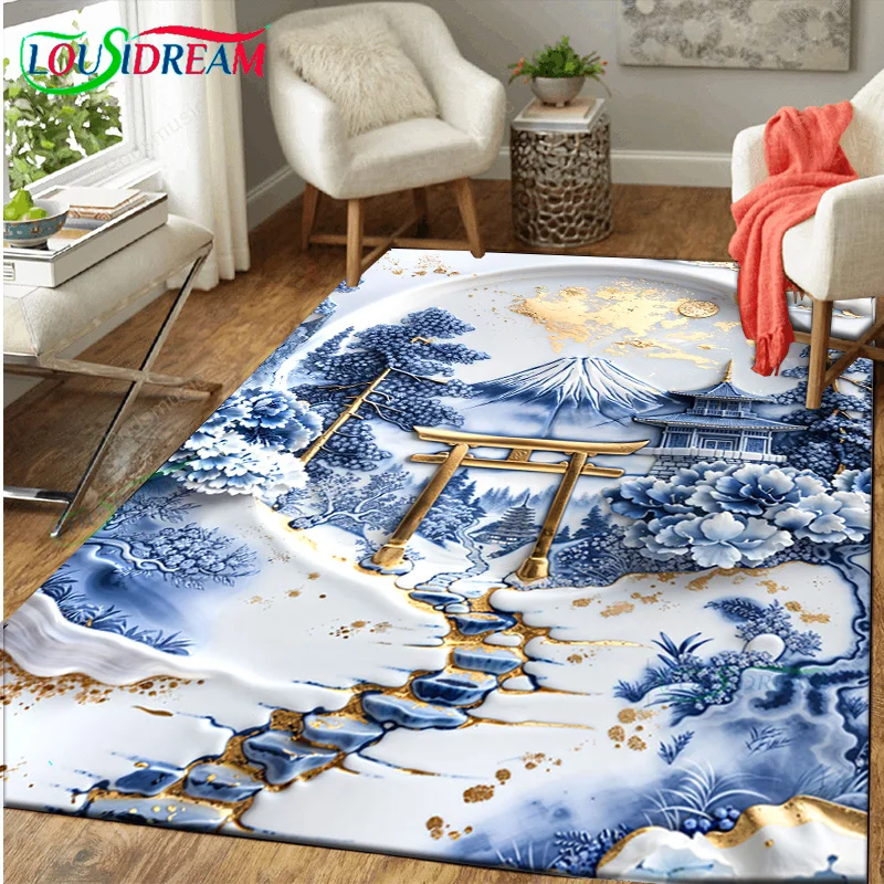 

Gold Japanese Porcelain Idyll Entrance Carpets for Kitchen Floor Bedroom Rug Decor Home Decoration Doormat Outdoor Room Foot Mat