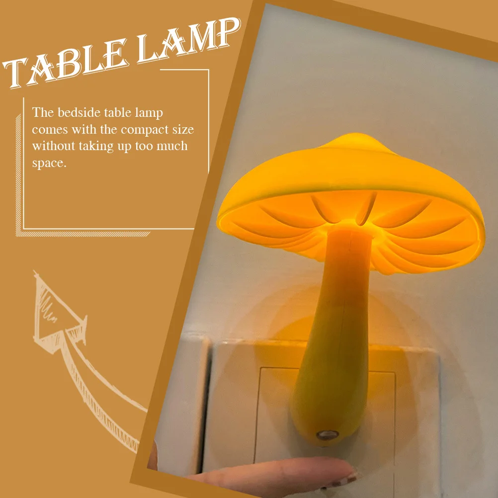 Mushroom Night LED Bedside Lamp Creative Plastic Table Decor Sleep Aid Compact Desk Lamp Decor Size Home Hotel