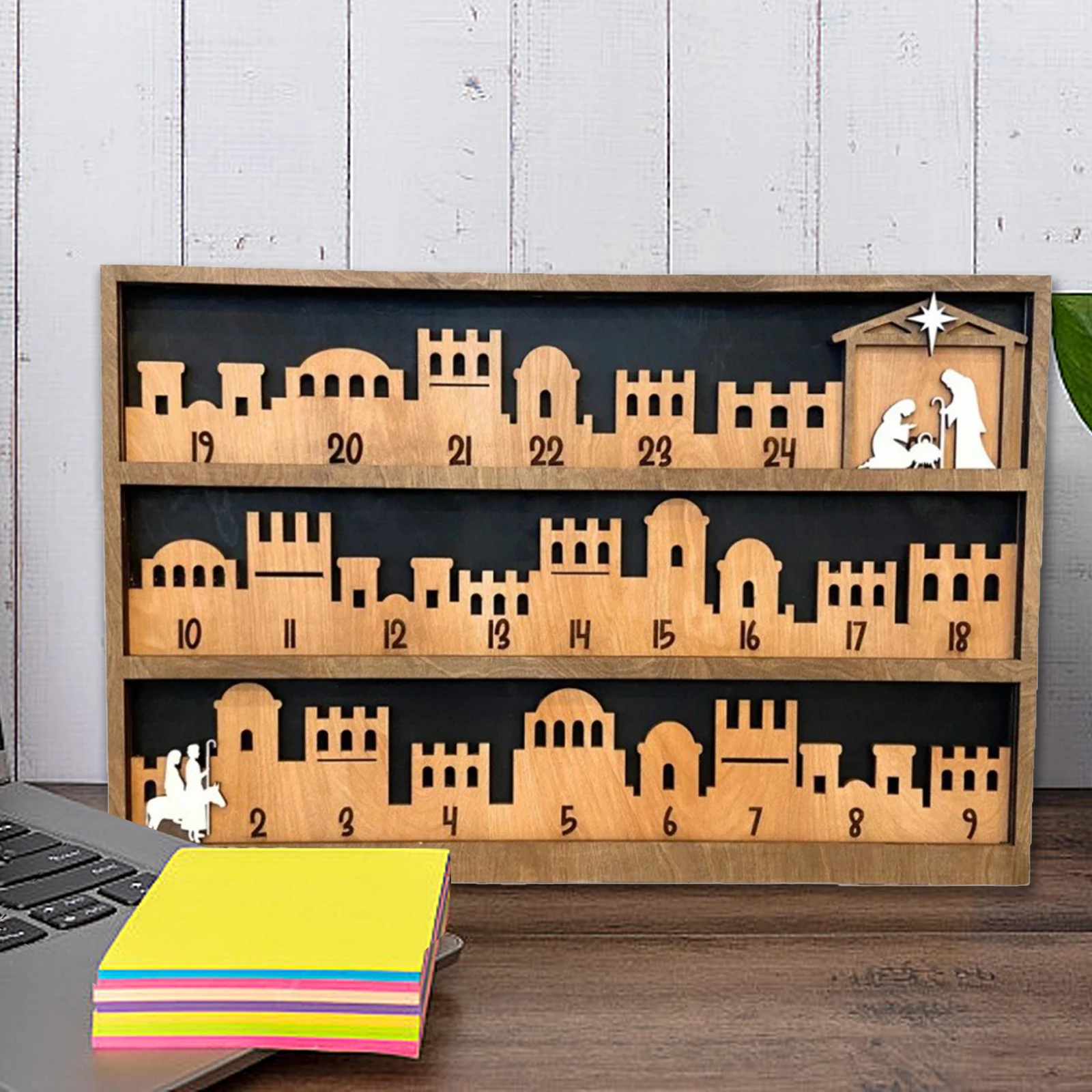 2024 Christmas Vacation Advent Calendar Nativity Advent Calendar for Kids and Family Gatherings Xmas  Wooden Advent Calendar