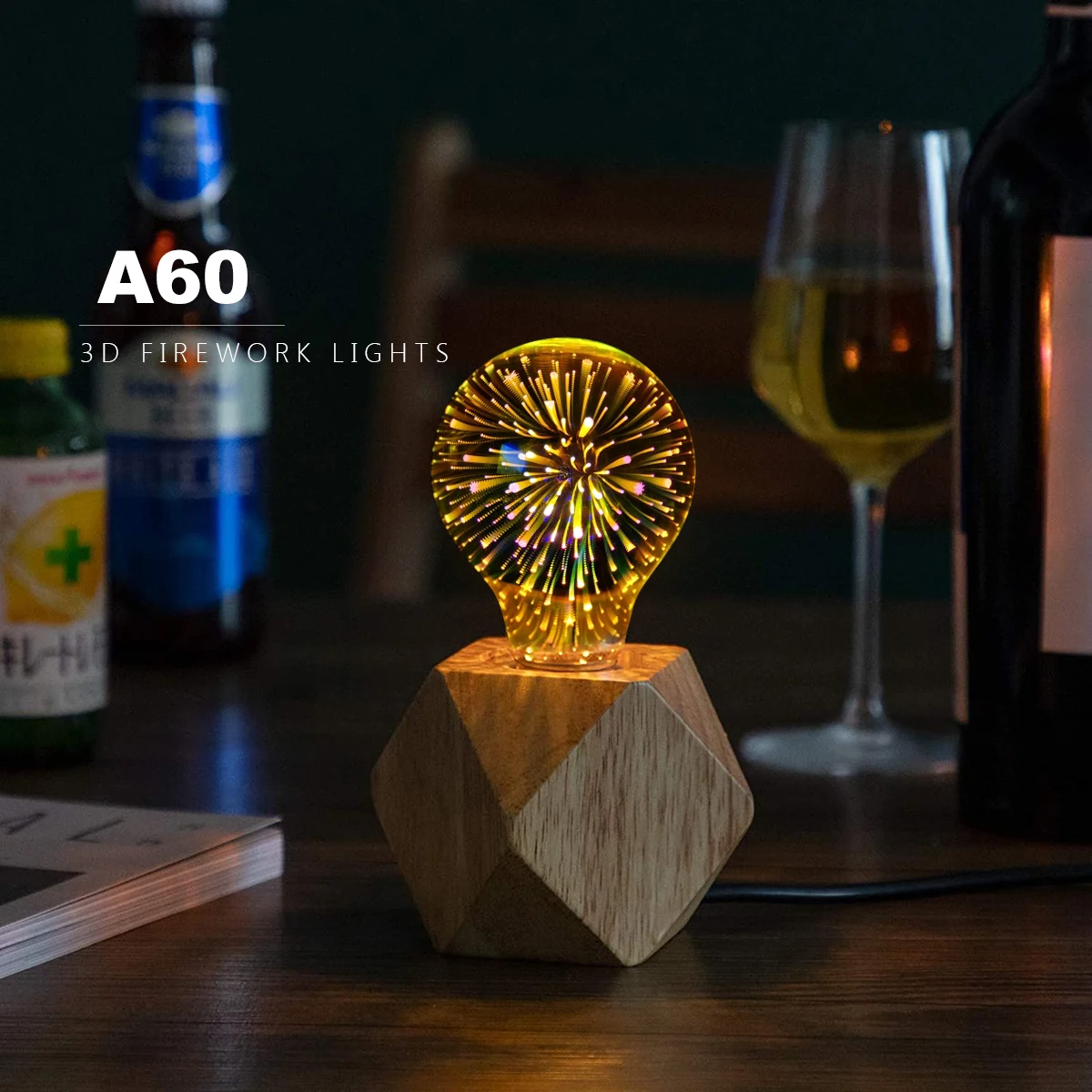 Table Lamp 3D Fireworks Light E27 st64 g125 g95 LED Bedroom Decoration Desk lamps kids lampe de chevet lampara mesa de noche