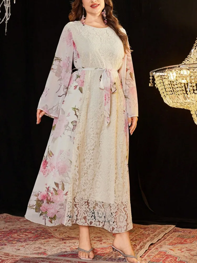 L-4XL Plus Size Clothes Dresses Women Robes 2026 Summer Autumn Long Sleeve Street Style Casual 3XL 4XL Maxi Dress Oversized