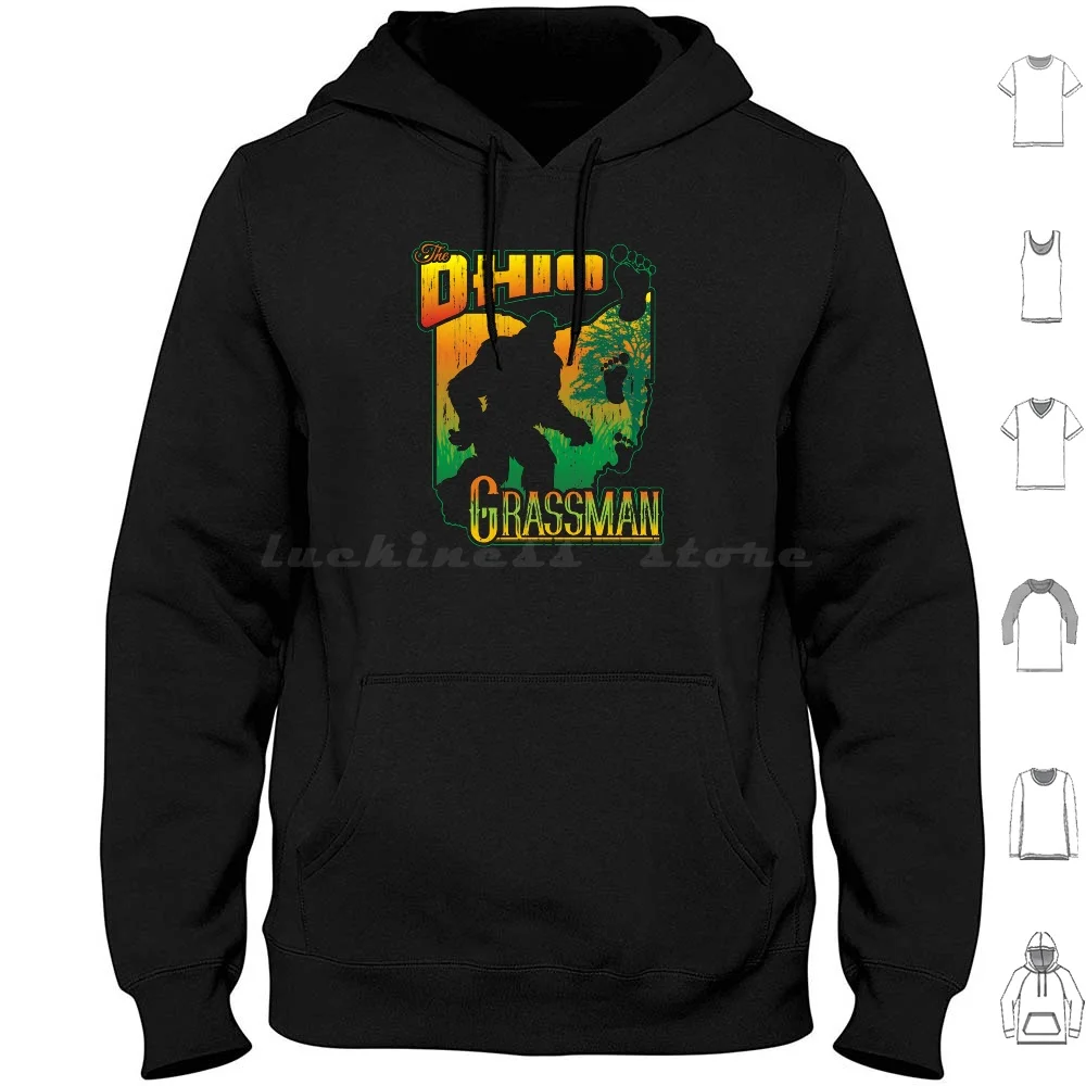 Ohio Grassman Hoodie cotton Long Sleeve Bigfoot Sasquatch Grassman Yowie Sci Fi Monster Cryptid Pop Culture Vintage Dustbrain