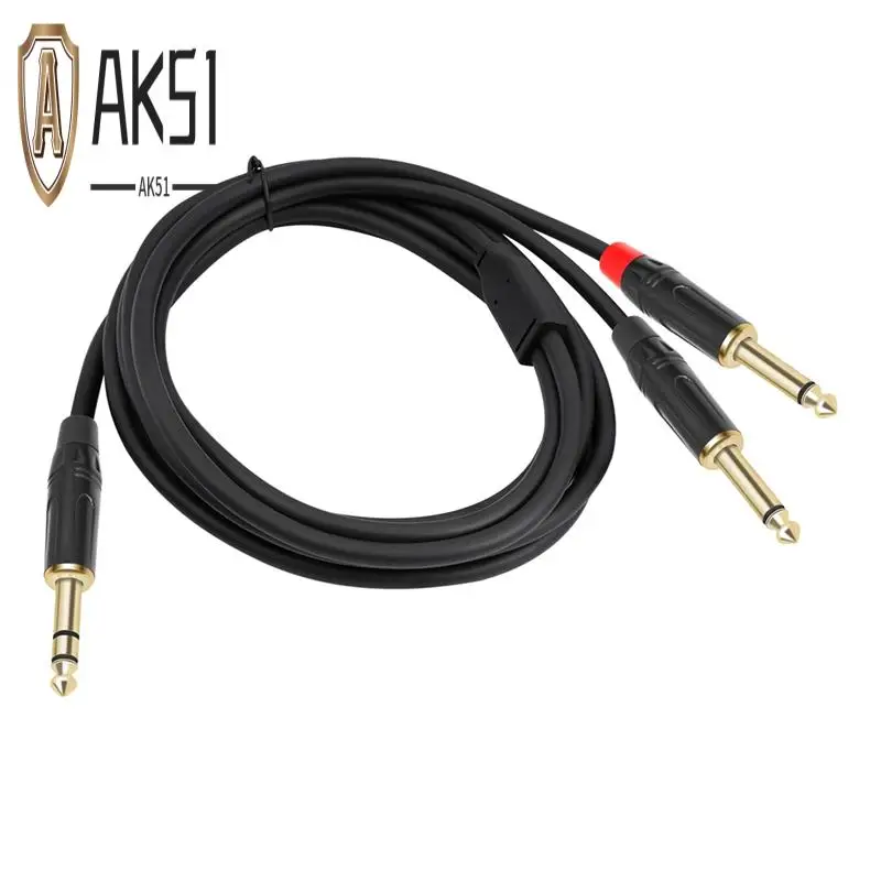 

AK51-6.35Mm Stereo To 2 Mono 6.35 Male Mono Y-Splitter Insert Cable 1/4 Inch Male Jack To Dual 1/4Inch 6.5 Male Audio Cable